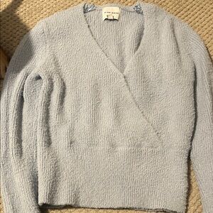 Pink Rose Women's Soft Blue V-Neck Sweater